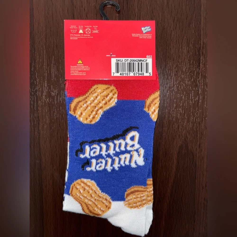 NUTTER BUTTER NOVELTY CREW SOCKS NWT MEN’S SHOE SIZE 6-12